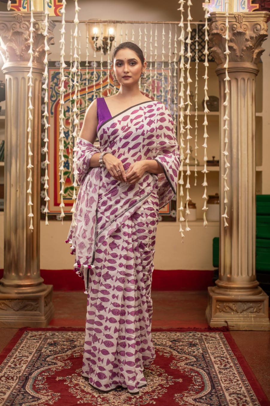 Pure Cotton Silk Jamdani Saree With Blouse