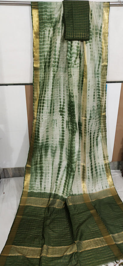 Pure Cotton Silk Mangalagiri  Saree With  Blouse .