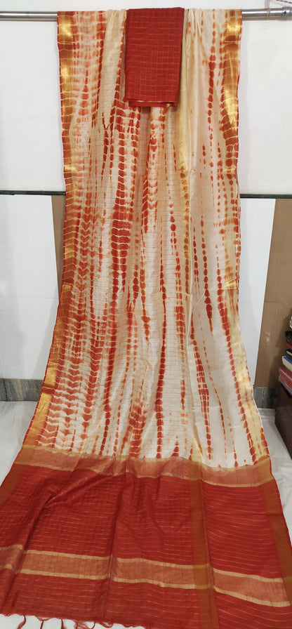 Pure Cotton Silk Mangalagiri  Saree With  Blouse .