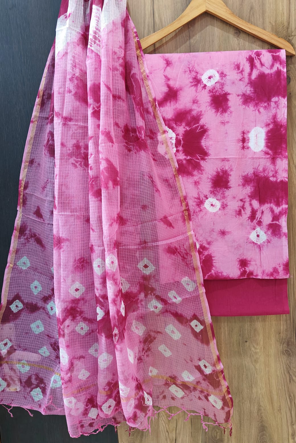 Pure Cotton Hand Block Print Suit With Kota Doriya Dupatta