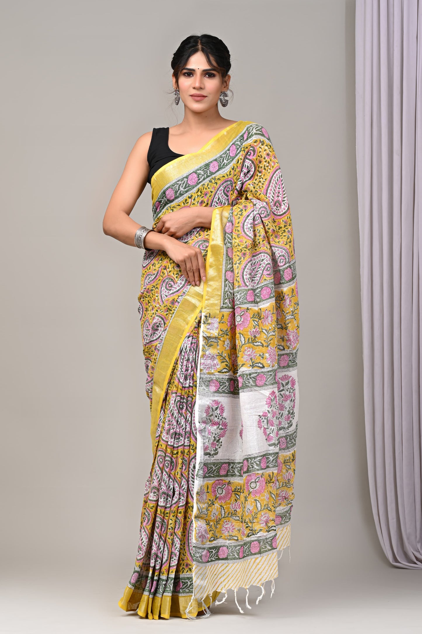 Traditional Hand-block Print Chanderi Silk Saree