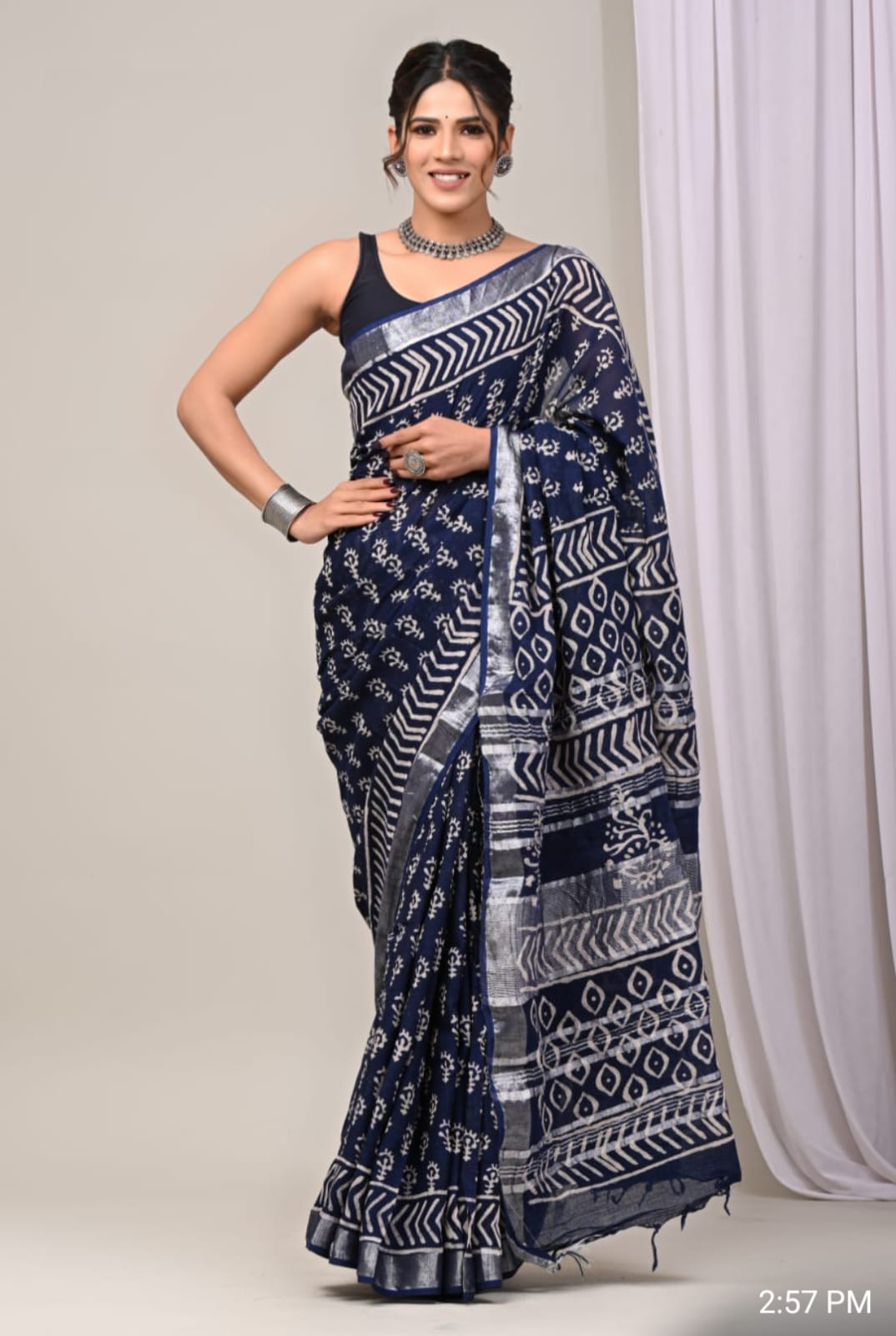 Traditional Hand-block Print Chanderi Silk Saree