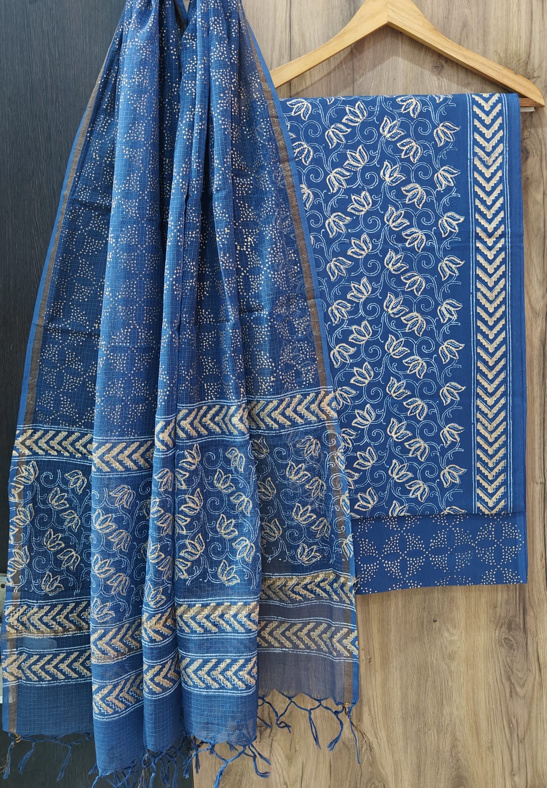 Pure Cotton Hand Block Print Suit With Kota Doriya Dupatta