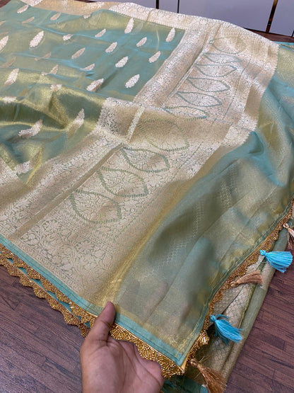 Banarasi Tissue Silk  Heavy Lace Saree With Blouse