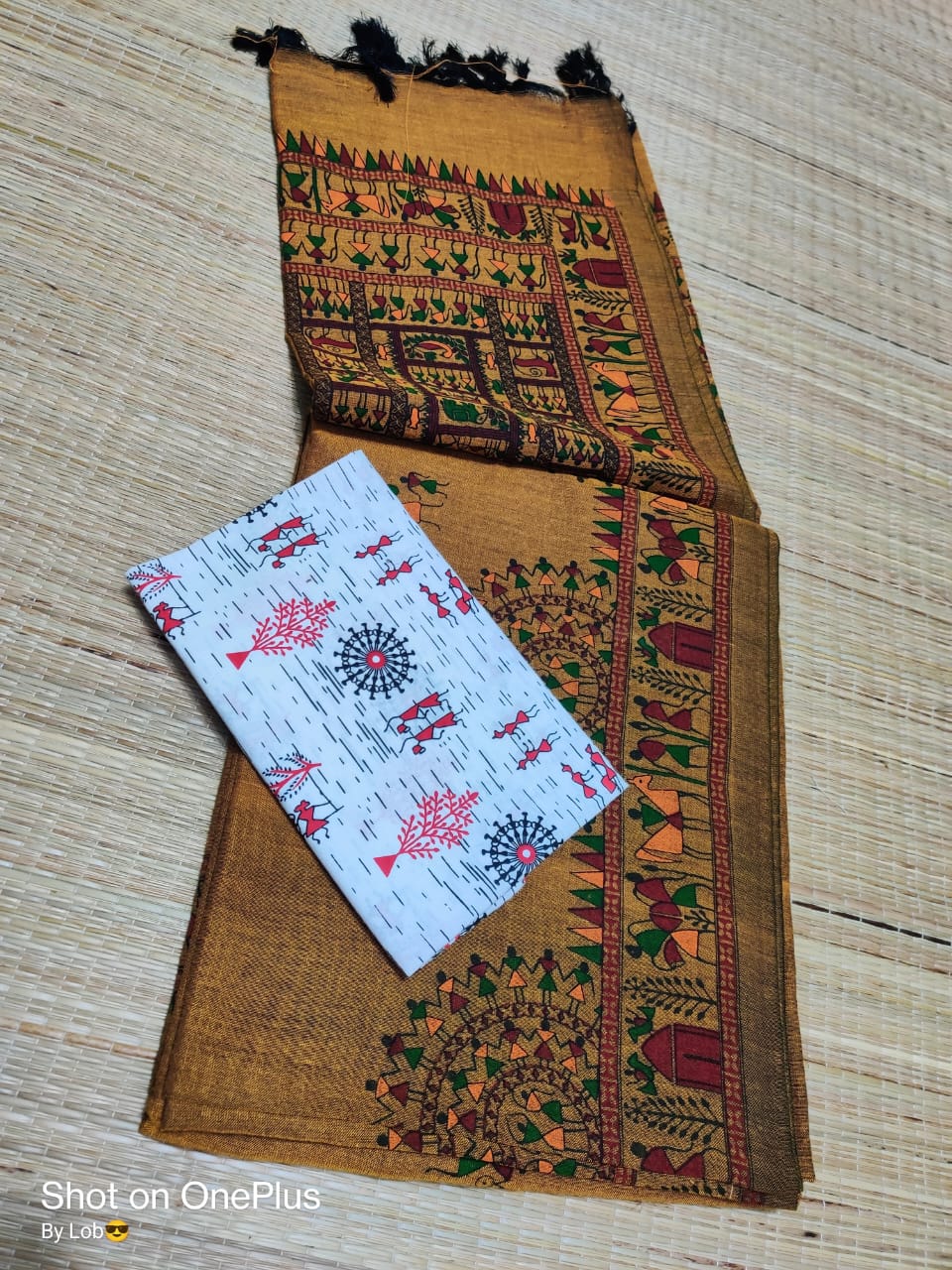 Pure Khaddi  Cotton With Madhubani Print Saree