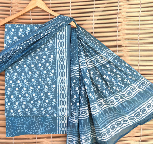 Exclusive new hand block printed cotton suits with cotton duptta