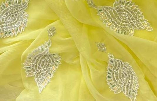 Pure Diamond chiffon saree with beautiful motif work