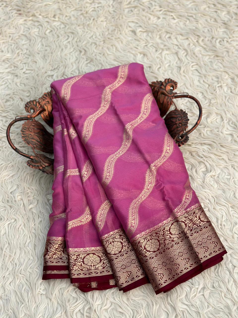 Banarasi Chinon Georgette Silk Saree With Zari Work