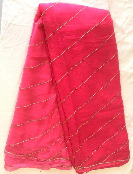 pure jaipuri Chiffon Saree with hand work