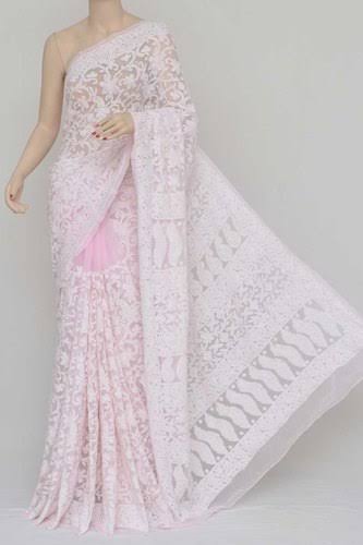 Light Pink color Lucknowi Chikankari work Saree