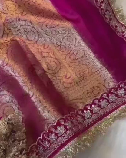 Banarasi Glass tissue silk saree with  lace work