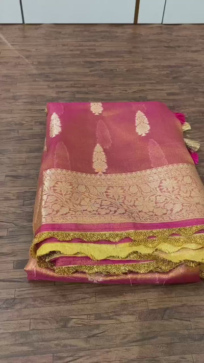 Banarasi Tissue Silk  Heavy Lace Saree With Blouse