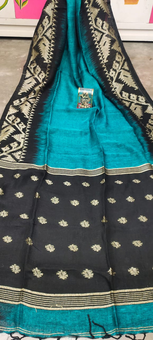 Pure Linen Saree With Running Blouse