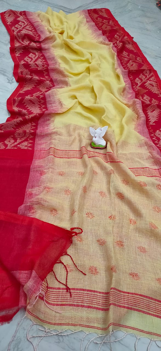 Pure Linen Saree With Running Blouse