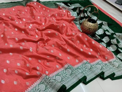 Banarasi Handloom Weaved Khaddi Semi  Georgette Saree with Zari Work