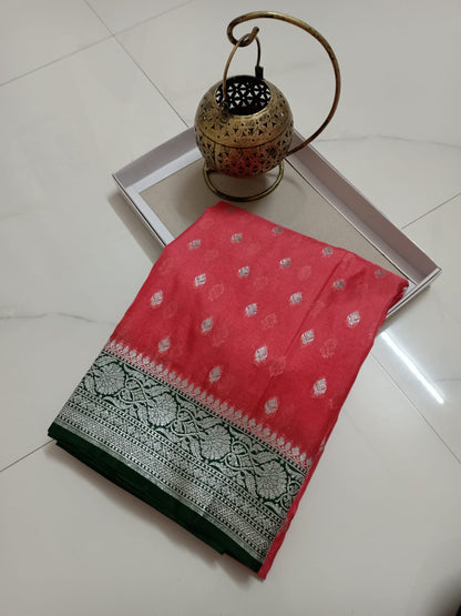 Banarasi Handloom Weaved Khaddi Semi  Georgette Saree with Zari Work