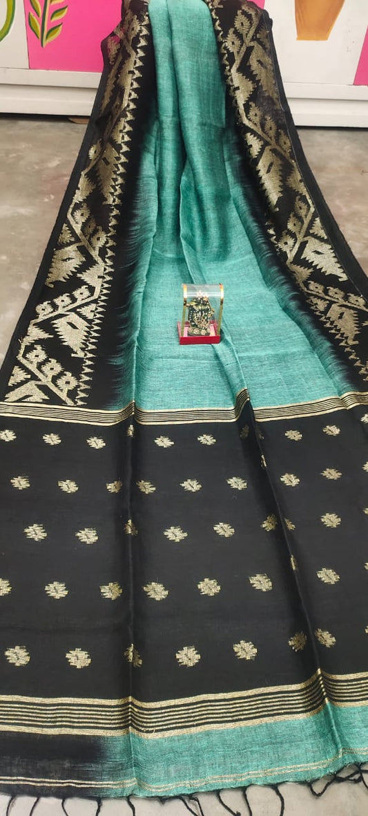 Pure Linen Saree With Running Blouse