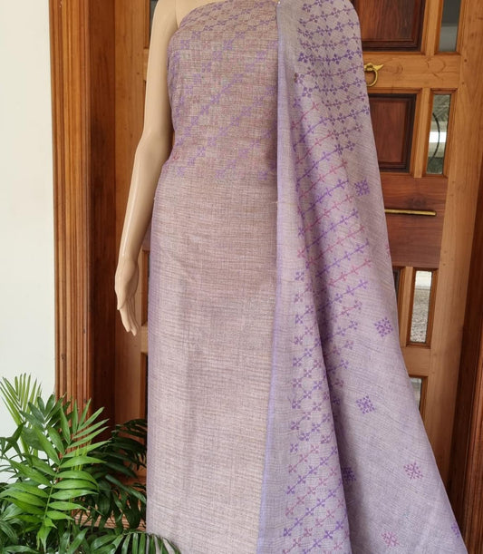 Pure Khaddi Cotton Linen Embroidery Work Unstitched Suit.