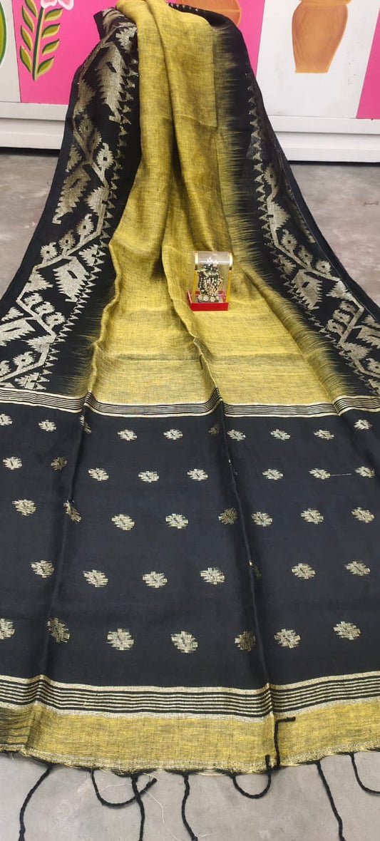 Pure Linen Saree With Running Blouse