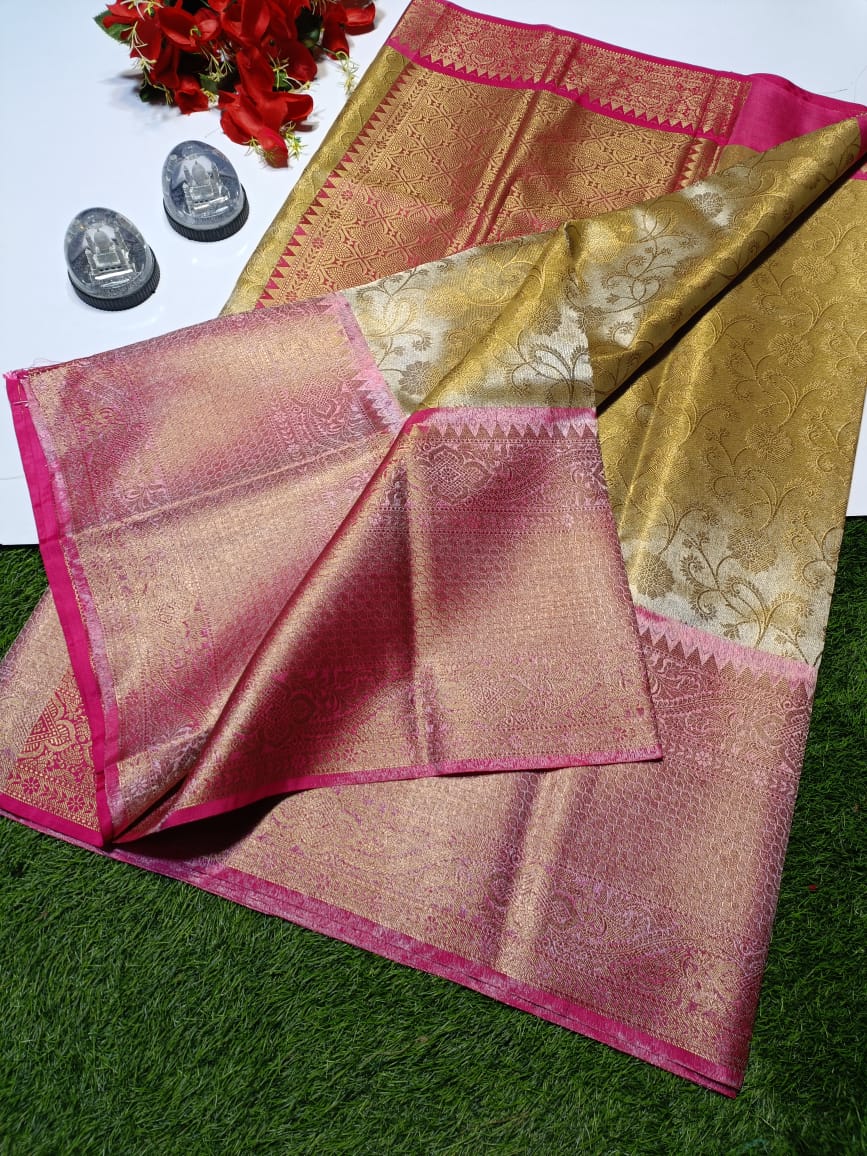 Buy Golden Weaving Tissue Silk Saree Online