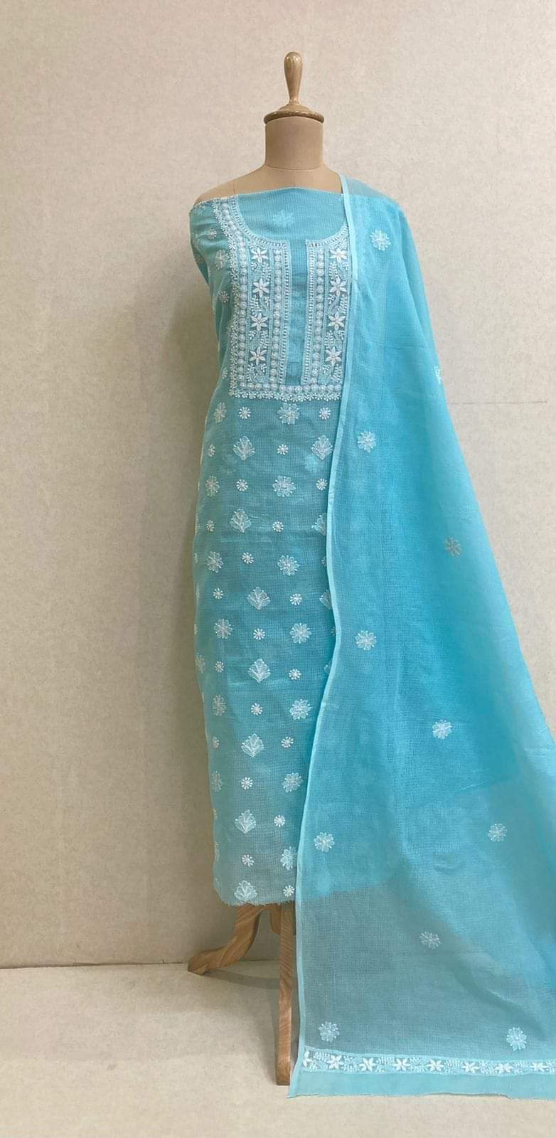 ATHARVA Embroidery Cotton Kota Salwar Kameez/Embroidery Kota Shirt/Kota Doria 2024 Dupatta/ Embroidery Bottom/White/Custom Stitch Unstitch/KO459