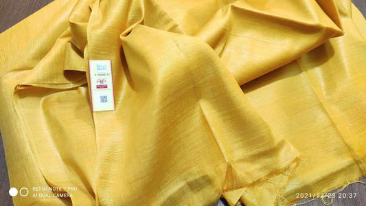 Pure Tussar - Ghicha Silk Plain Saree With Running Blouse