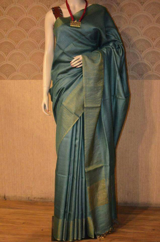 Pure Tussar - Moonga Silk Saree With Running Blouse.