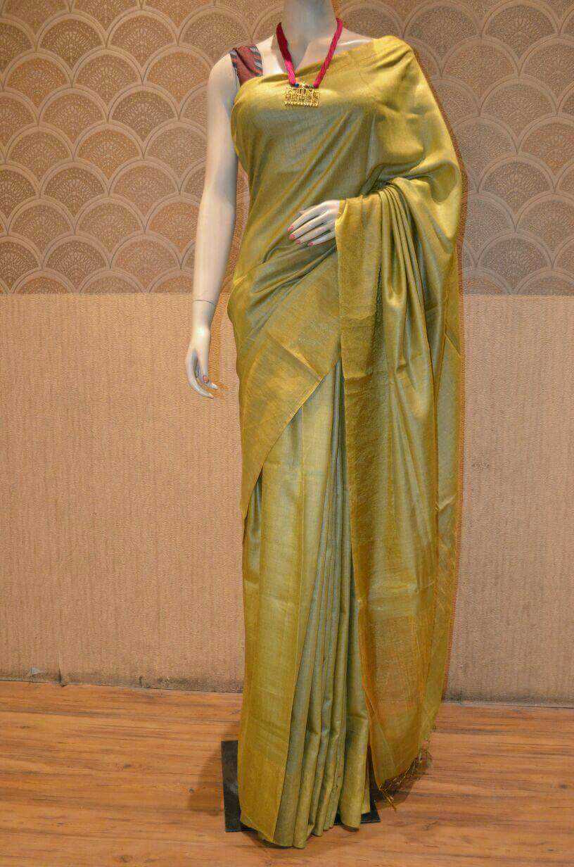 Pure Tussar - Moonga Silk Saree With Running Blouse.