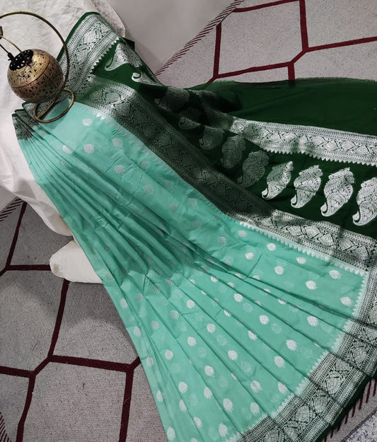 Handloom Weaved georgette Silk Banarasi Saree with Running Blouse