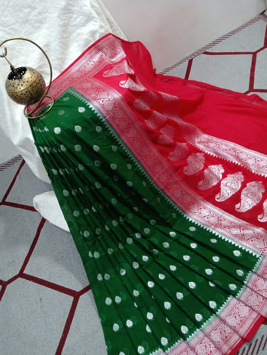 Handloom Weaved georgette Silk Banarasi Saree with Running Blouse