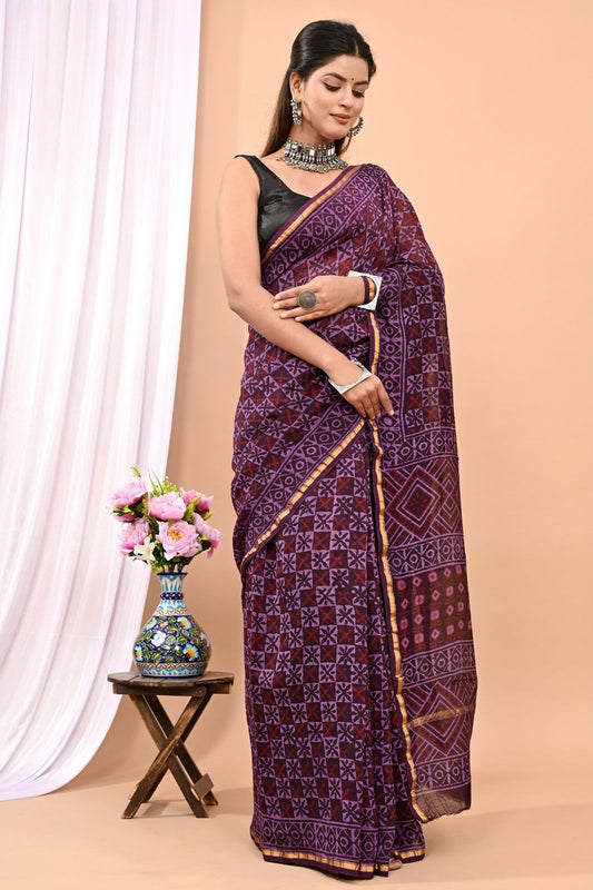 Traditional Hand-block Print Chanderi Silk Saree