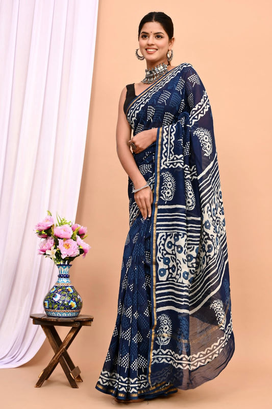 Traditional Hand-block Print Chanderi Silk Saree