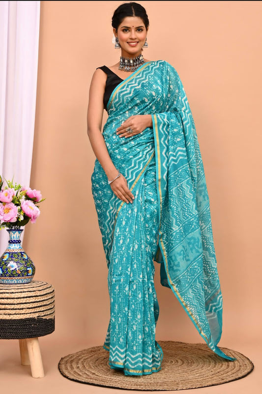 Traditional Hand-block Print Chanderi Silk Saree