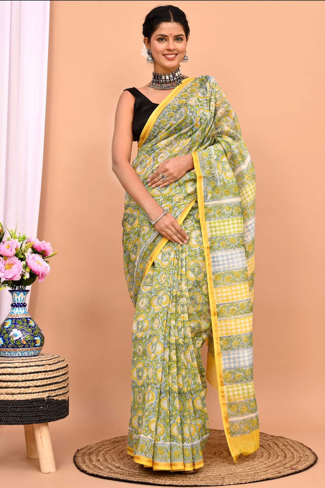 Traditional Hand-block Print Chanderi Silk Saree