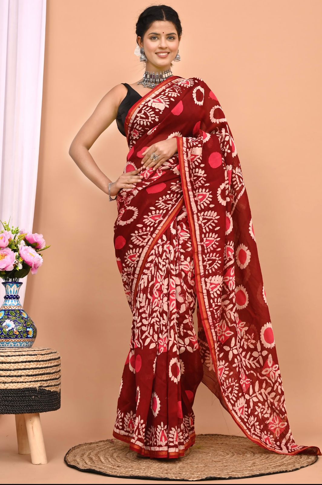 Traditional Hand-block Print Chanderi Silk Saree