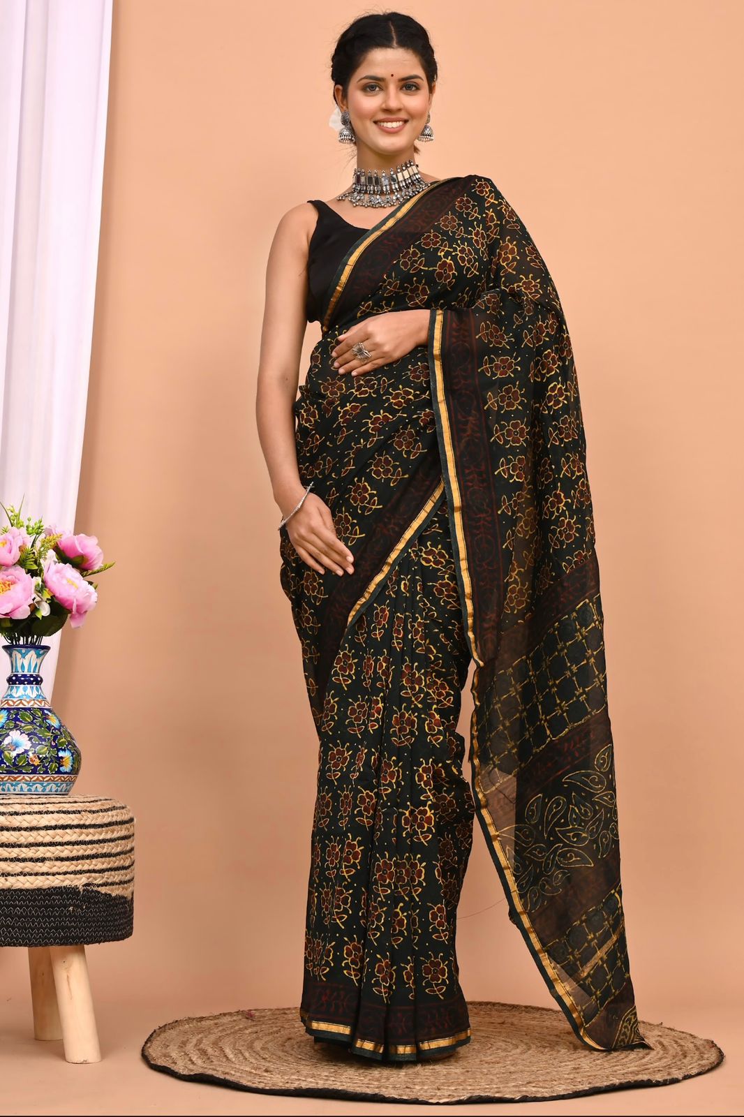 Traditional Hand-block Print Chanderi Silk Saree