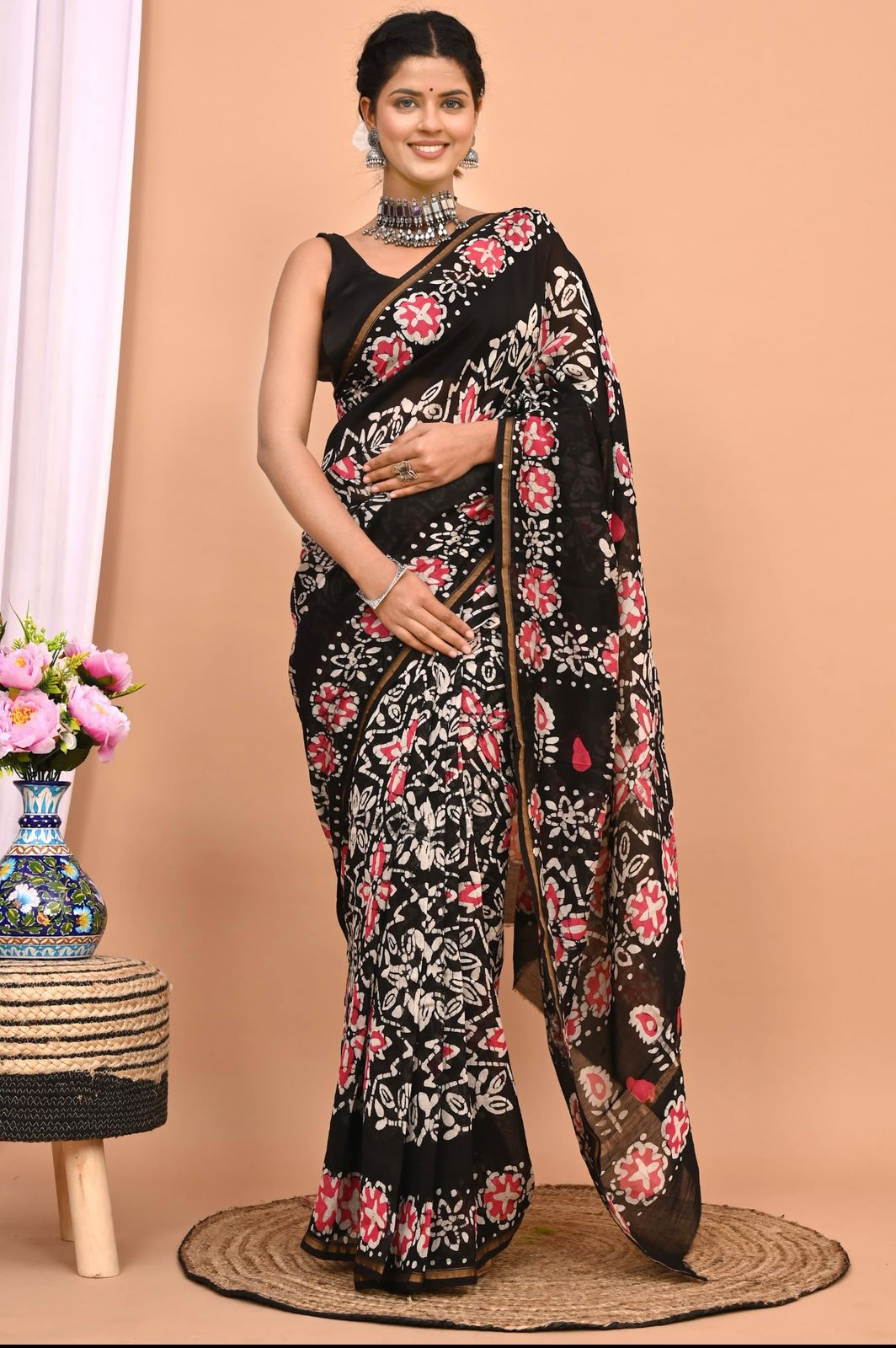 Chanderi Silk Saree with Blouse Design by Label Earthen at Modvey | Modvey  | Modvey