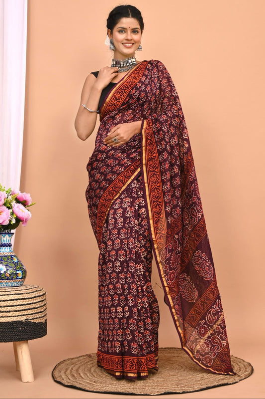 Traditional Hand-block Print Chanderi Silk Saree