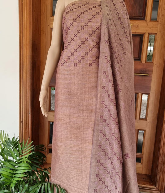 Pure Khaddi Cotton Linen Embroidery Work Unstitched Suit.