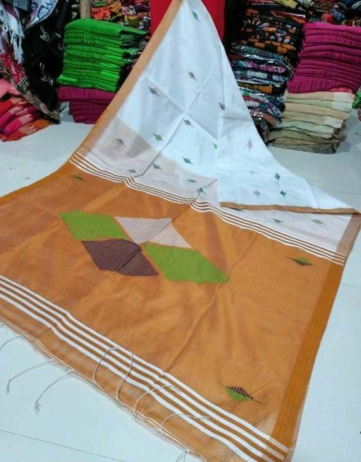 Pure Cotton Silk Jamdani Saree With Contrast Blouse