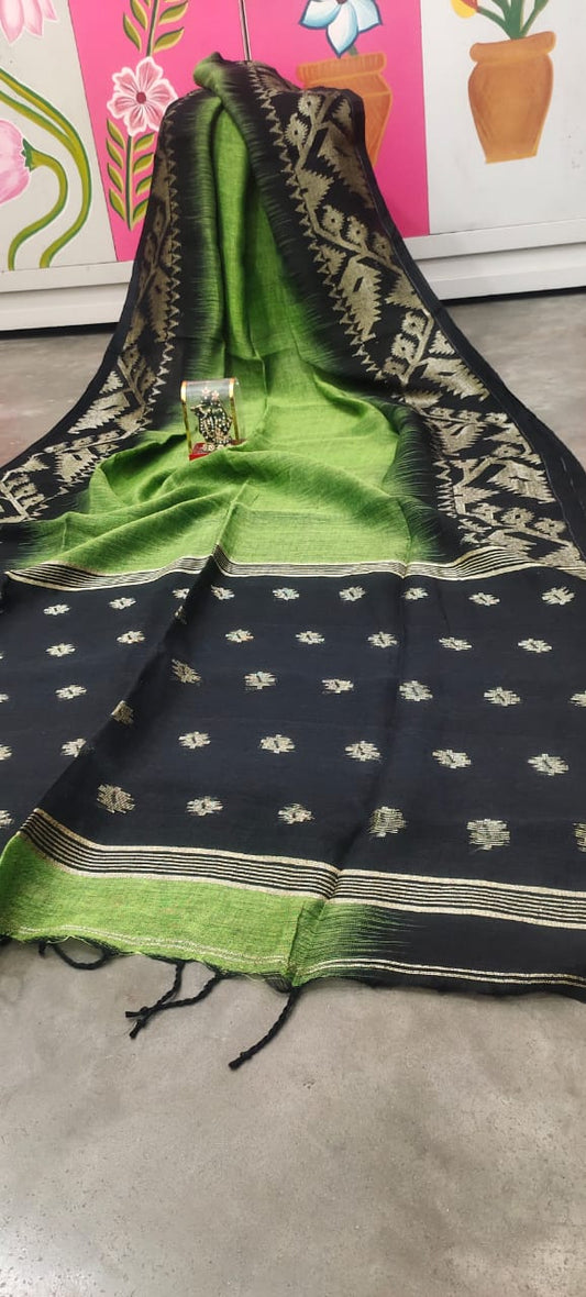 Pure Linen Saree With Running Blouse