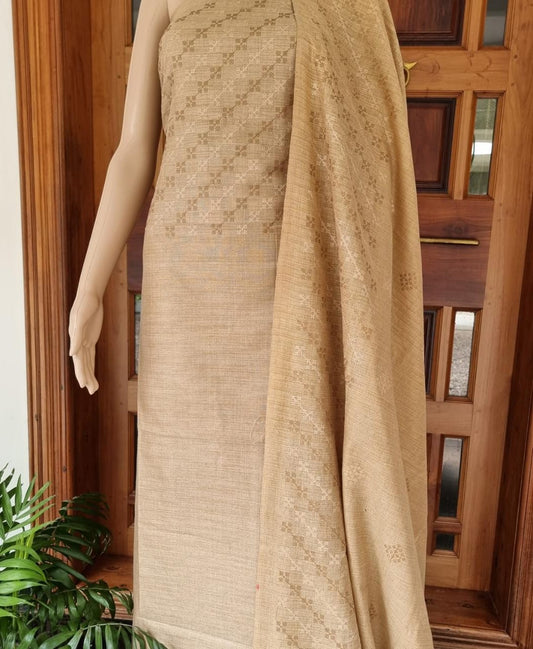 Pure Khaddi Cotton Linen Embroidery Work Unstitched Suit.