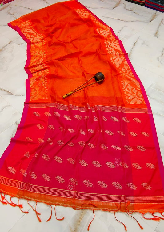 Pure Linen Saree With Running Blouse